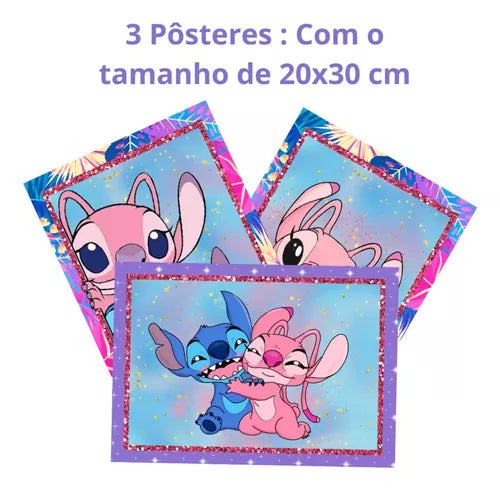 Kit Festa Completa 68pçs Stitch Decoração Aniversário
